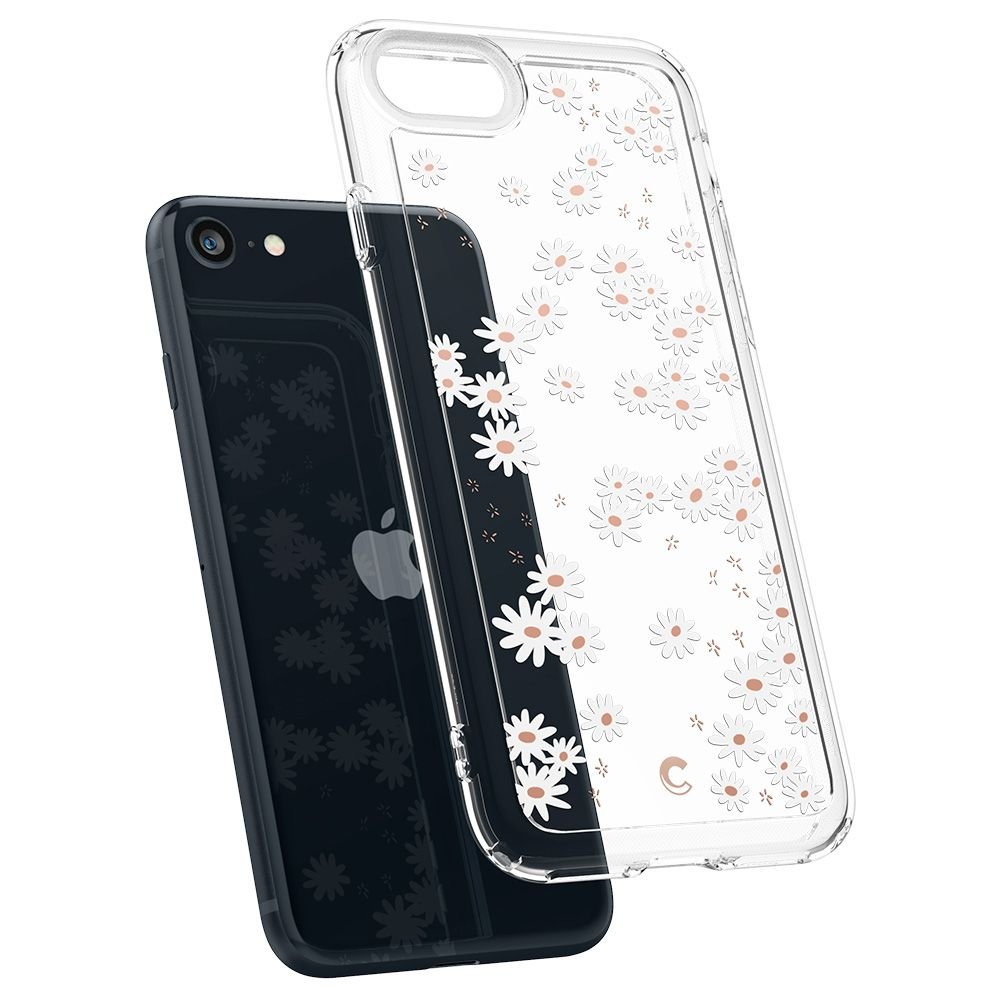 CYRILL iPhone SE 2022 / SE 2020 / 7 / 8 Cecile Σκληρή Θήκη με Πλαίσιο Σιλικόνης - White Daisy