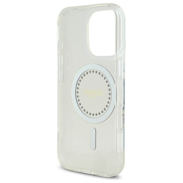 Guess iPhone 16 Pro Max - IML Rhinestones - MagSafe Σκληρή Θήκη με Πλαίσιο Σιλικόνης - White - GUHMP16XPFTDTEH