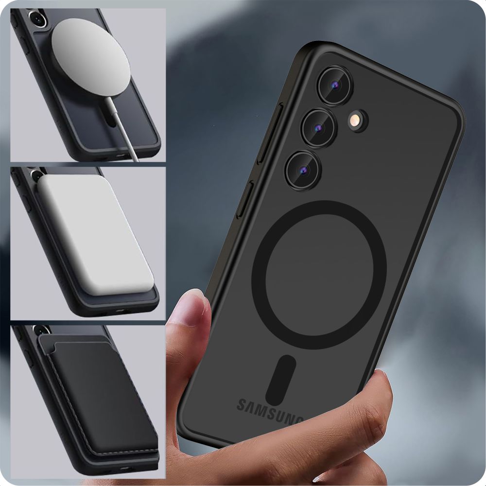Tech-Protect Samsung Galaxy S24 MagMat Σκληρή Θήκη με Πλαίσιο Σιλικόνης και MagSafe - Matte Black