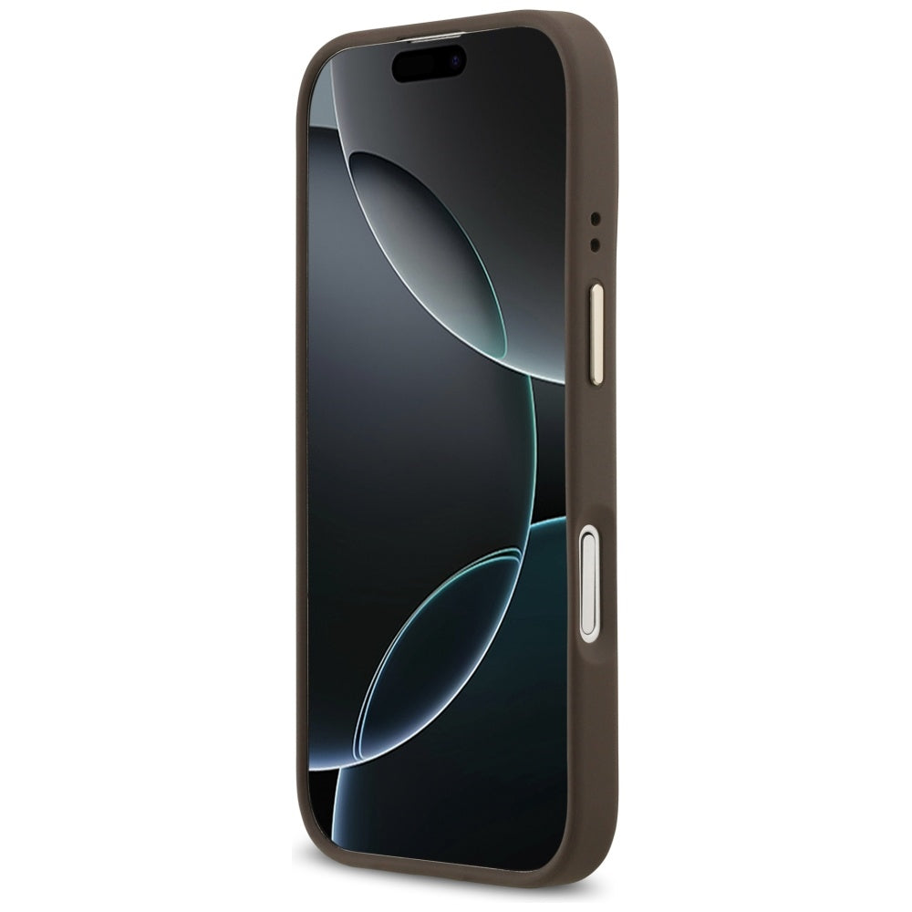 Guess iPhone 17 - 4G Stripe MagSafe - Θήκη με Επένδυση Συνθετικού Δέρματος - Brown - GUHMP17SPG4SEMCW