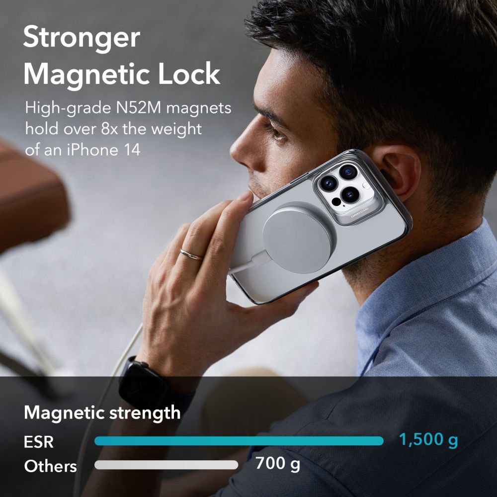 ESR iPhone 14 Pro Classic Kickstand Halolock MagSafe Σκληρή Θήκη με Πλαίσιο Σιλικόνης και Stand - Διάφανη / Black - likebrands.gr