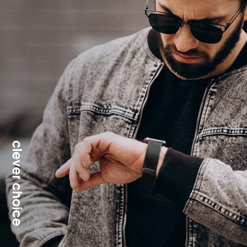 Crong Λουράκι Apple Watch 4/5/6/7/8/9/10/11 - SE (1/2/3) - ULTRA (1/2/3) - 44/45/46/49mm από Ανοξείδωτο Ατσάλι - Milano Steel - Black