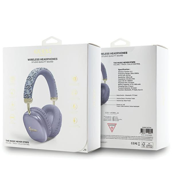 Guess Over-Ear Gcube Metallic Script Logo - Ασύρματα Bluetooth Ακουστικά - Purple
