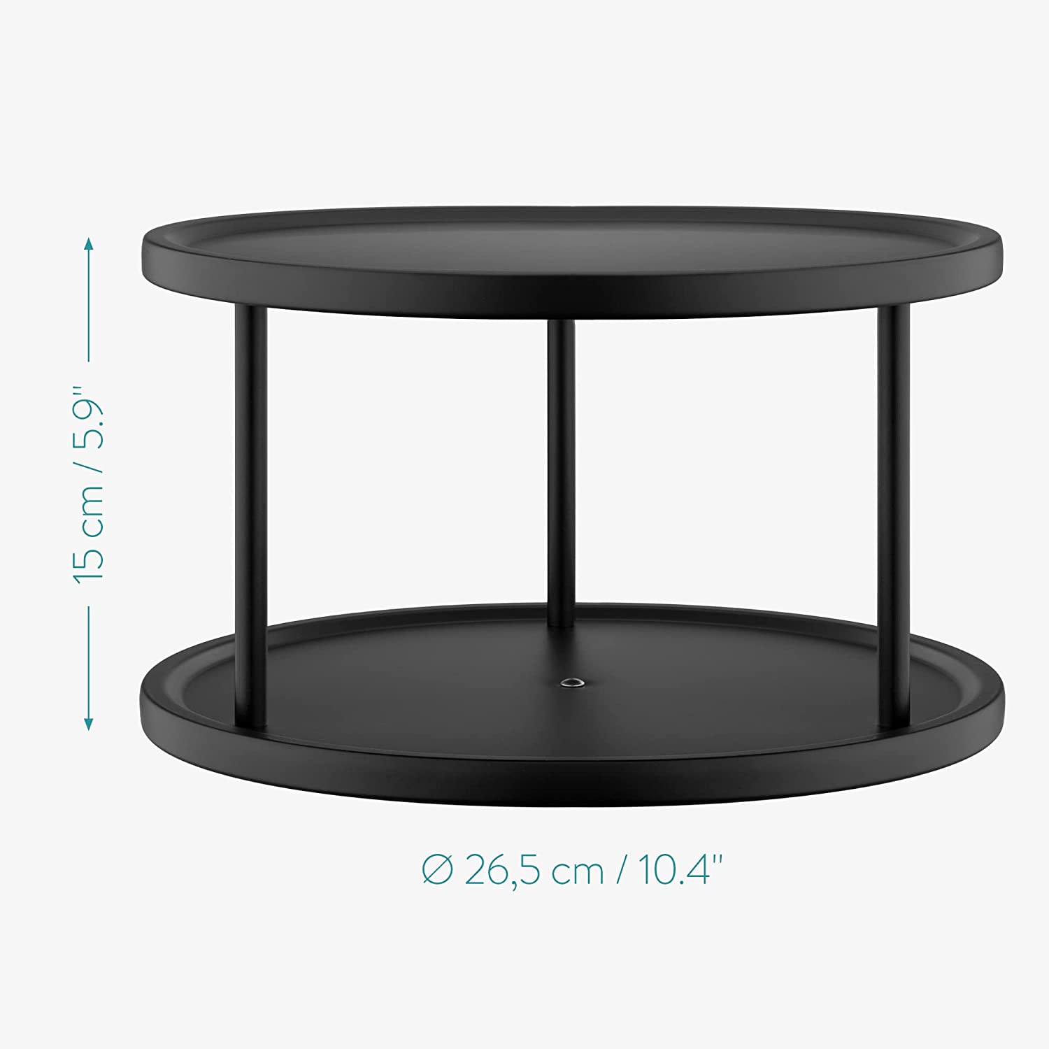 Navaris Περιστρεφόμενος Μεταλλικός Δίσκος με 2 Ράφια - Black - 56154.01