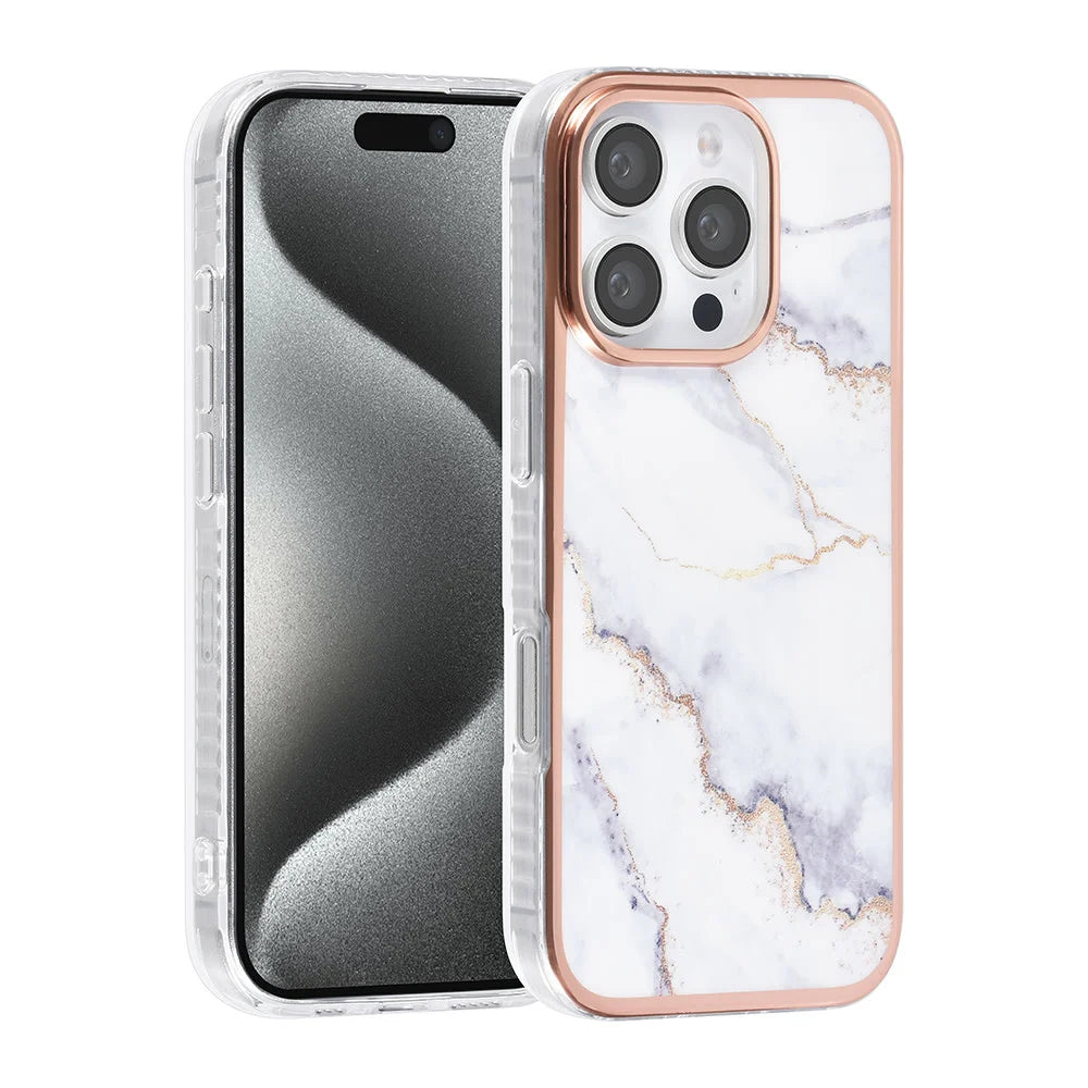 Tuniq iPhone 16 Pro Silicone Θήκη Σιλικόνης - Marble / White