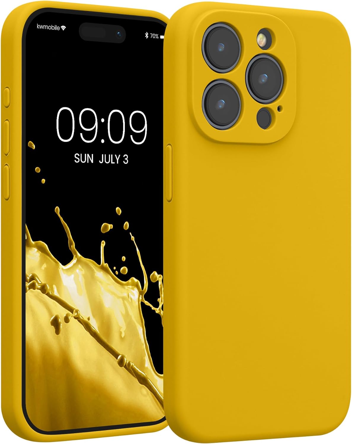 KW iPhone 15 Pro Θήκη Σιλικόνης Rubberized TPU - Bright Yellow