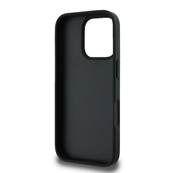 Karl Lagerfeld iPhone 16 Pro - Monogram Choupette Head Pin Σκληρή Θήκη με Επένδυση Συνθετικού Δέρματος - Black - KLHCP16LPGKLCHPK