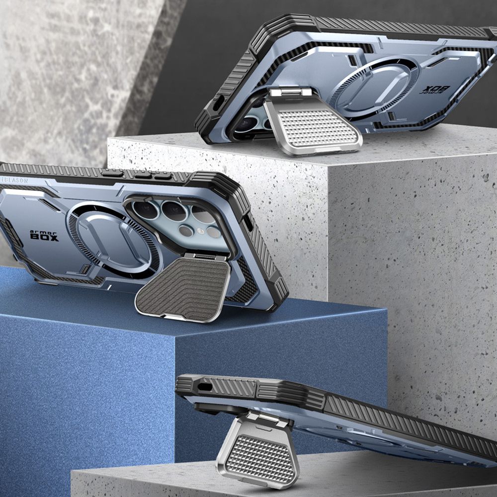 Supcase Samsung Galaxy S24 Ultra Armorbox Magsafe Σκληρή Θήκη με Προστασία Οθόνης και Κάλυμμα Κάμερας / Stand - Blue