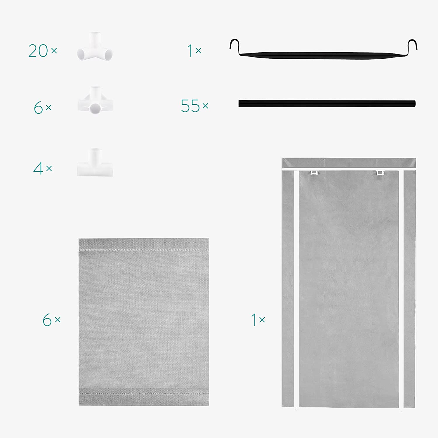 Navaris Πτυσσόμενη Ντουλάπα Ρούχων - Light Grey - 45294.03