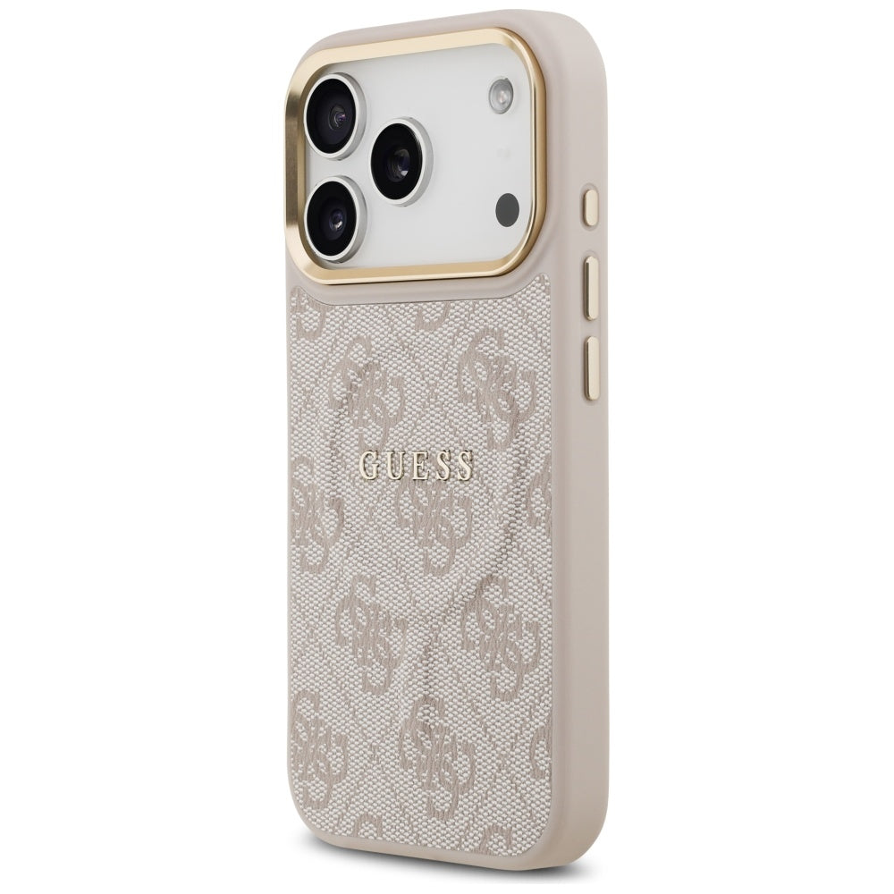 Guess iPhone 17 Pro - 4G PU Classic Logo MagSafe - Σκληρή Θήκη με Πλαίσιο Σιλικόνης και Επένδυση Οικολογικού Δέρματος - Pink - GUHMP17LP4MSEGCP