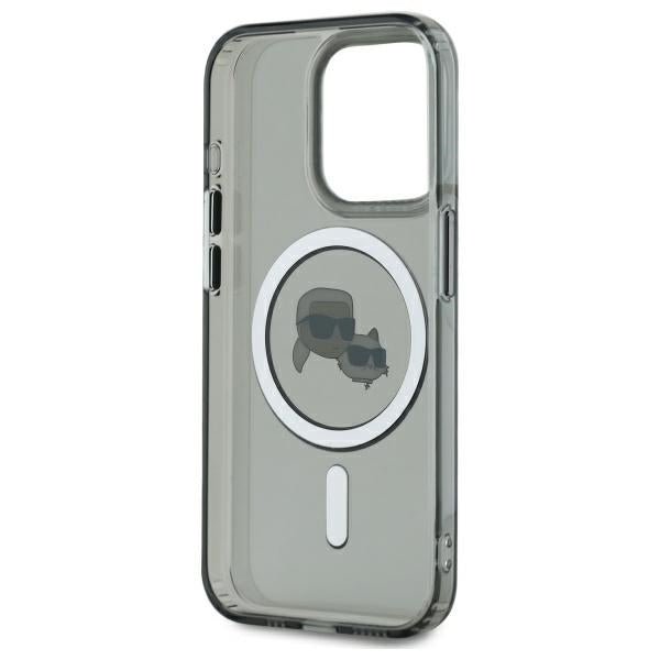 Karl Lagerfeld iPhone 15 Pro - IML Metal Karl and Choupette Head - Σκληρή Θήκη με Πλαίσιο Σιλικόνης και MagSafe - Black - KLHMP15LHLSKCK