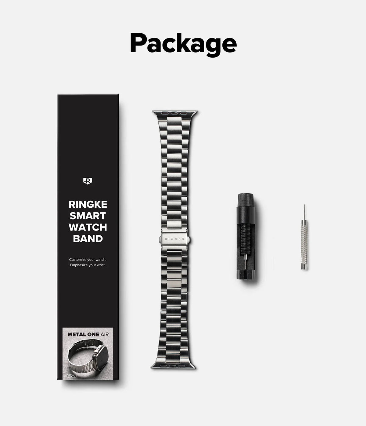 Ringke Λουράκι Apple Watch 8/9/10/11 - SE (1/2/3) - Ultra (1/2/3) – 44/45/46/49mm Από Ανοξείδωτο Ατσάλι - Metal One Air - Silver