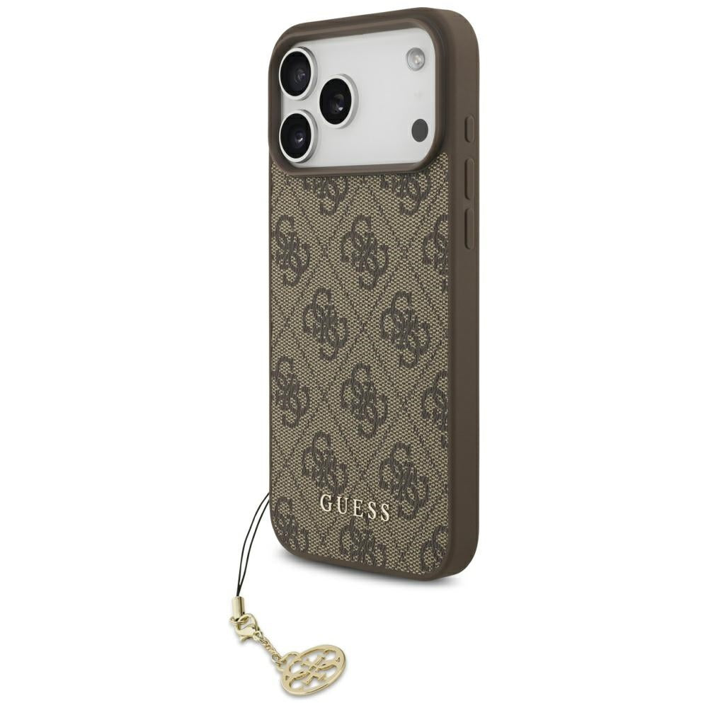 Guess iPhone 17 Pro Max - 4G Charms Collection MagSafe - Θήκη με Επένδυση Συνθετικού Δέρματος - Brown - GUHMP17XGF4GCW