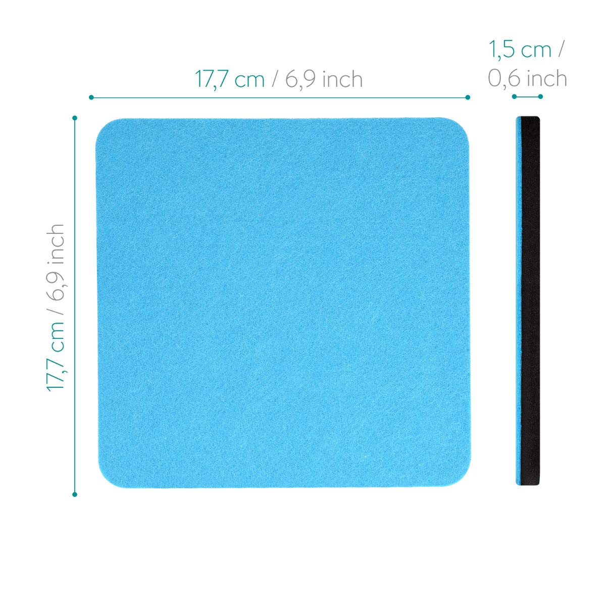 Navaris Square Felt Memo Boards - Σετ με 9 Πίνακες Ανακοινώσεων και Πινέζες - Light Grey / Dark Grey / Light Blue - 46231.01