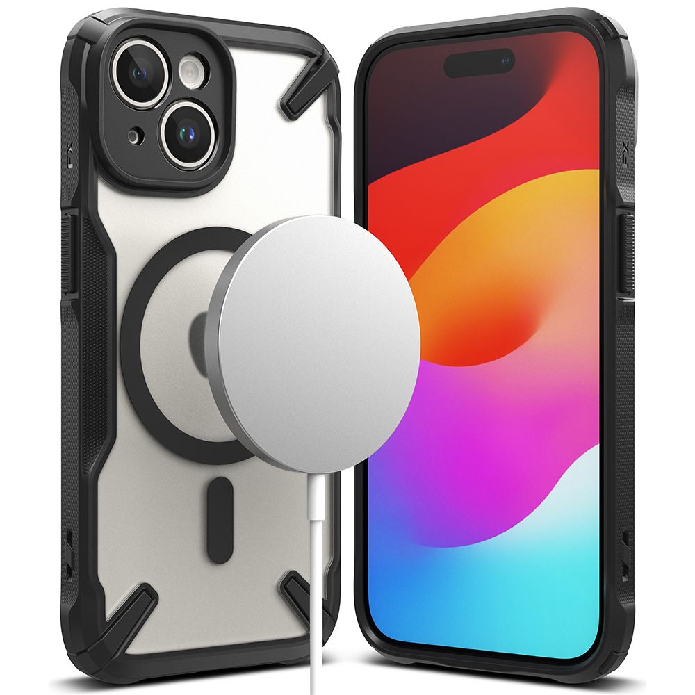 Ringke iPhone 15 Fusion X MagSafe Σκληρή Θήκη με Πλαίσιο Σιλικόνης και MagSafe - Matte Black - Ημιδιάφανη