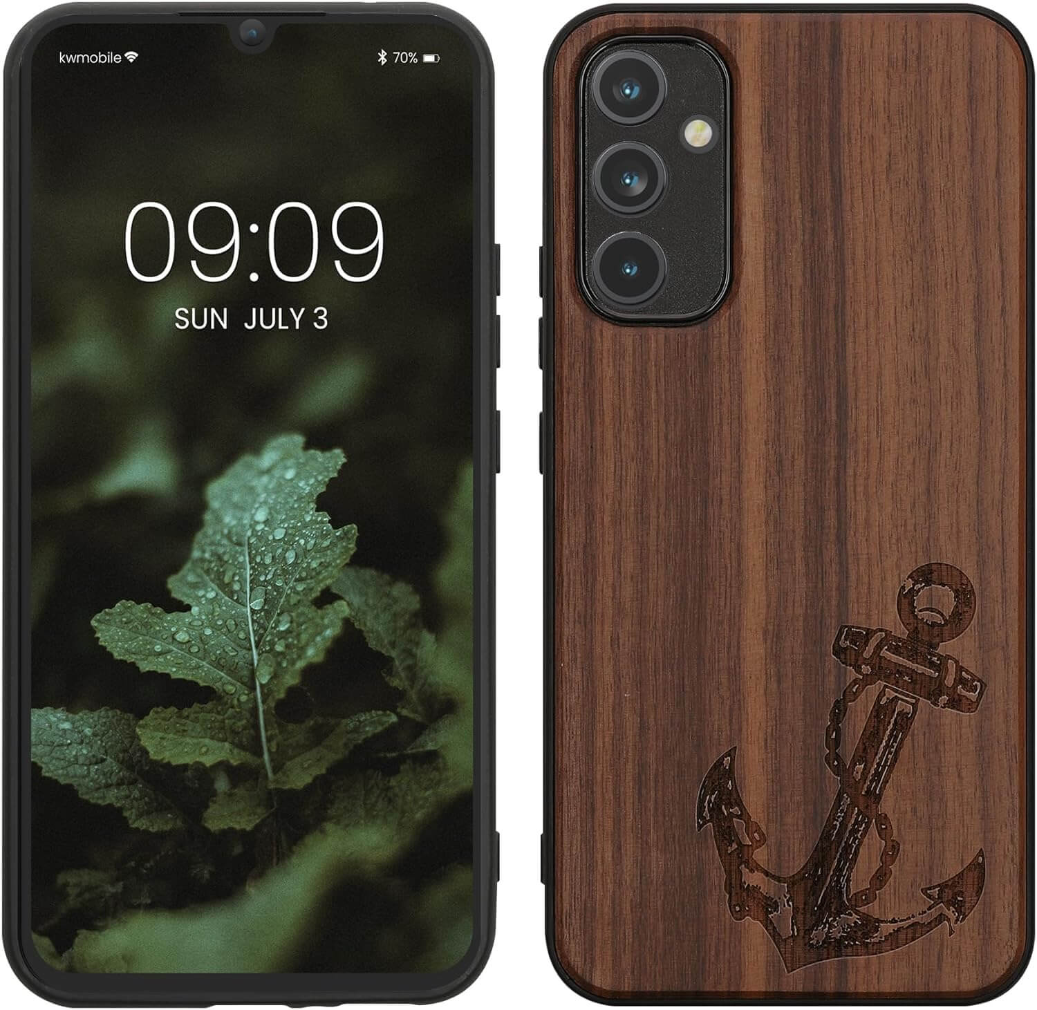 KW Samsung Galaxy A34 5G Θήκη από Φυσικό Ξύλο - Design Anchor Vintage - Dark Brown - 60813.04