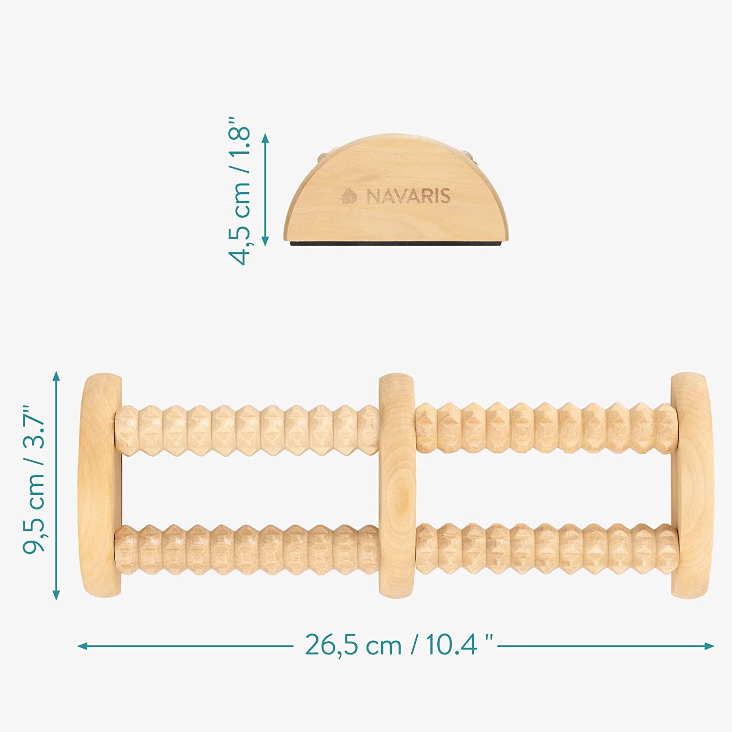 Navaris Ξύλινος Κύλινδρος Μασάζ Ποδιών - Light Brown - 58056.01