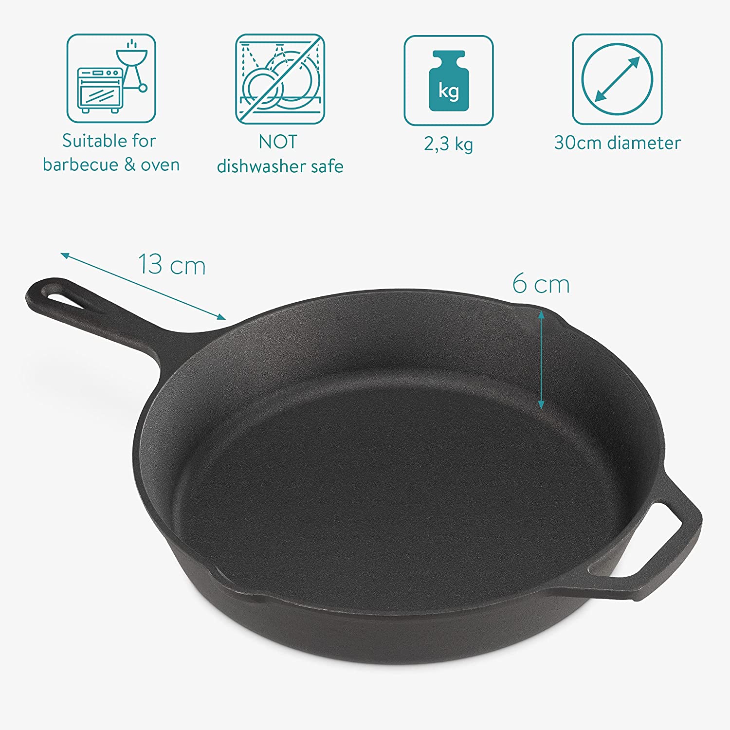 Navaris Τηγάνι από Χυτοσίδηρο με Λαβή Σιλικόνης - Black - 48585.03