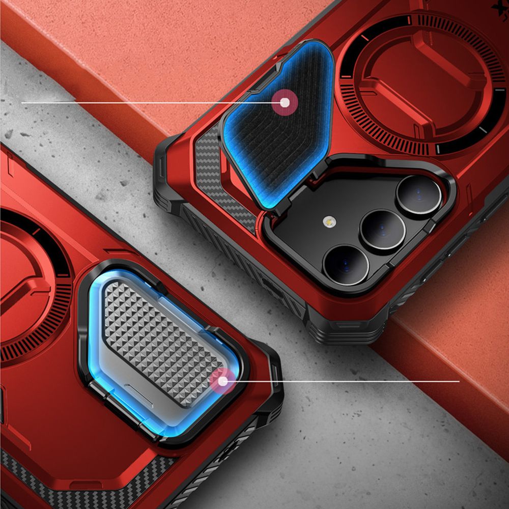 Supcase Samsung Galaxy S24 Armorbox Magsafe Σκληρή Θήκη με Προστασία Οθόνης και Κάλυμμα Κάμερας / Stand - Red