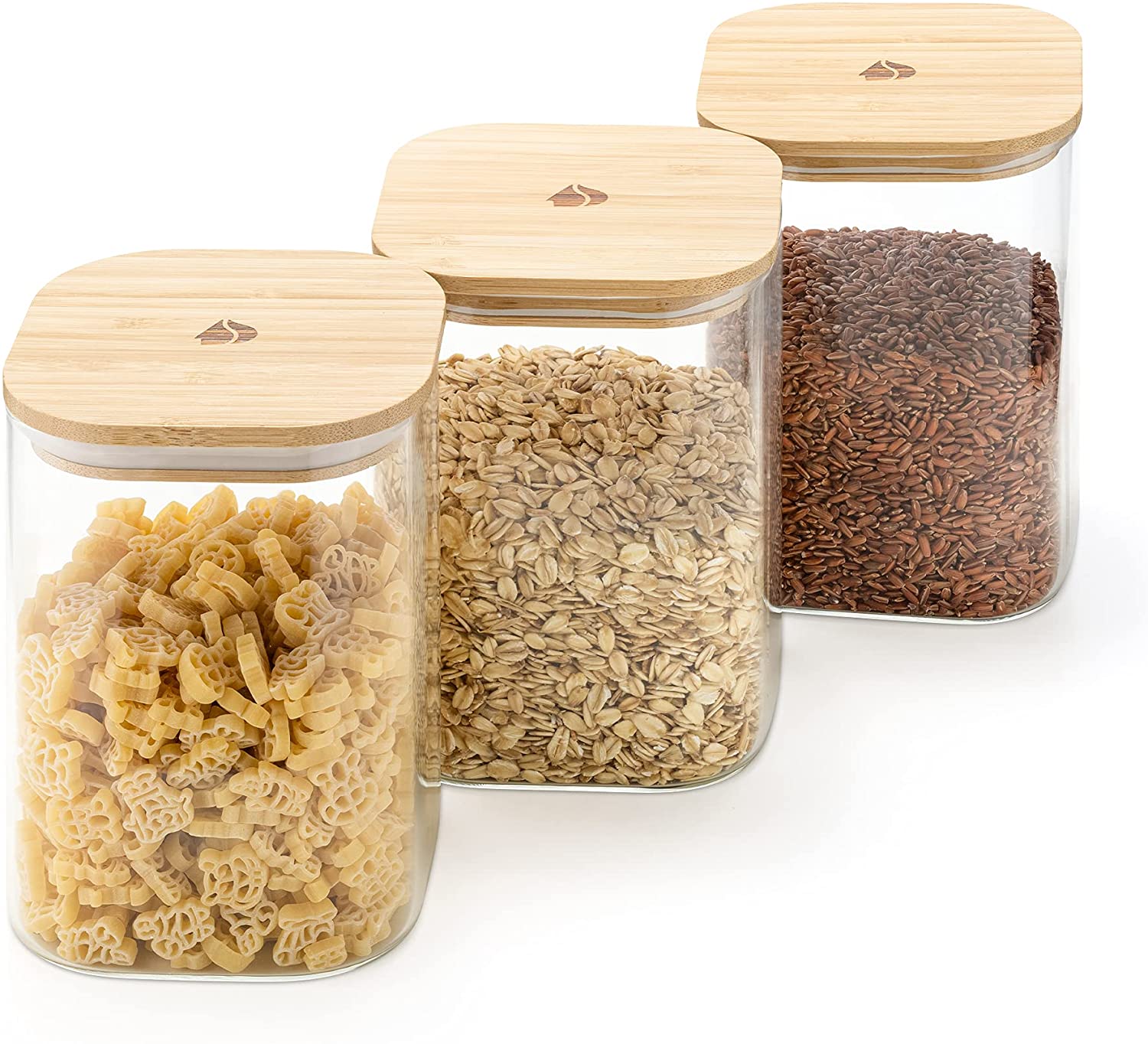 Navaris Glass Storage Jars Set Σετ 3 Γυάλινα Βάζα Αποθήκευσης - 1L - Διάφανα - 54601.01.03