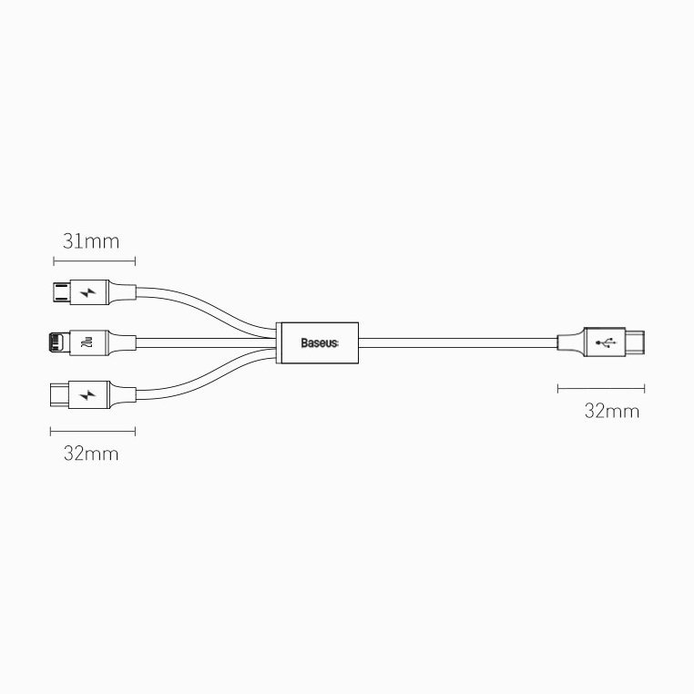 Baseus Rapid 3in1 Καλώδιο Φόρτισης Type-C 20W 1.5m - Micro USB / Lightning / Type-C - Green - CAMLT-SC06