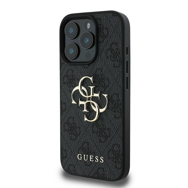Guess iPhone 16 Pro - 4G Big Logo - Θήκη με Επένδυση Συνθετικού Δέρματος - Black - GUHCP16L4GMGGR