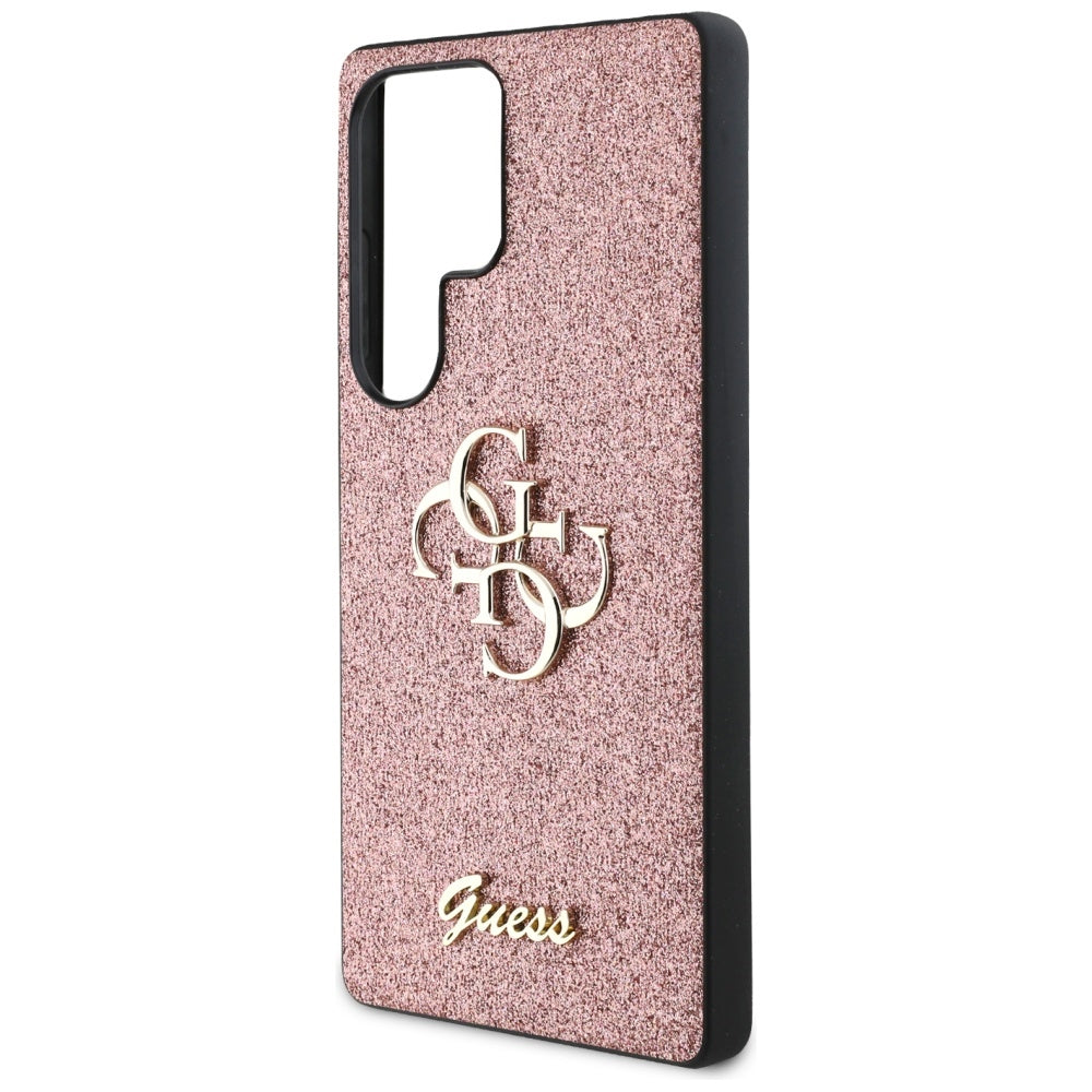 Guess Samsung Galaxy S25 Ultra - Fixed Glitter Big 4G - Σκληρή Θήκη με Πλαίσιο Σιλικόνης - Pink - GUHCS25LHG4SGP