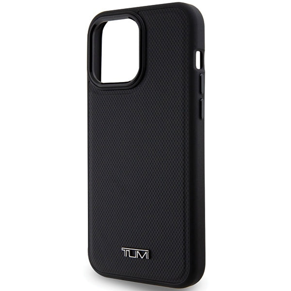 Tumi iPhone 15 Pro Max Leather Ballistic Pattern MagSafe Θήκη από Γνήσιο Δέρμα με MagSafe - Black