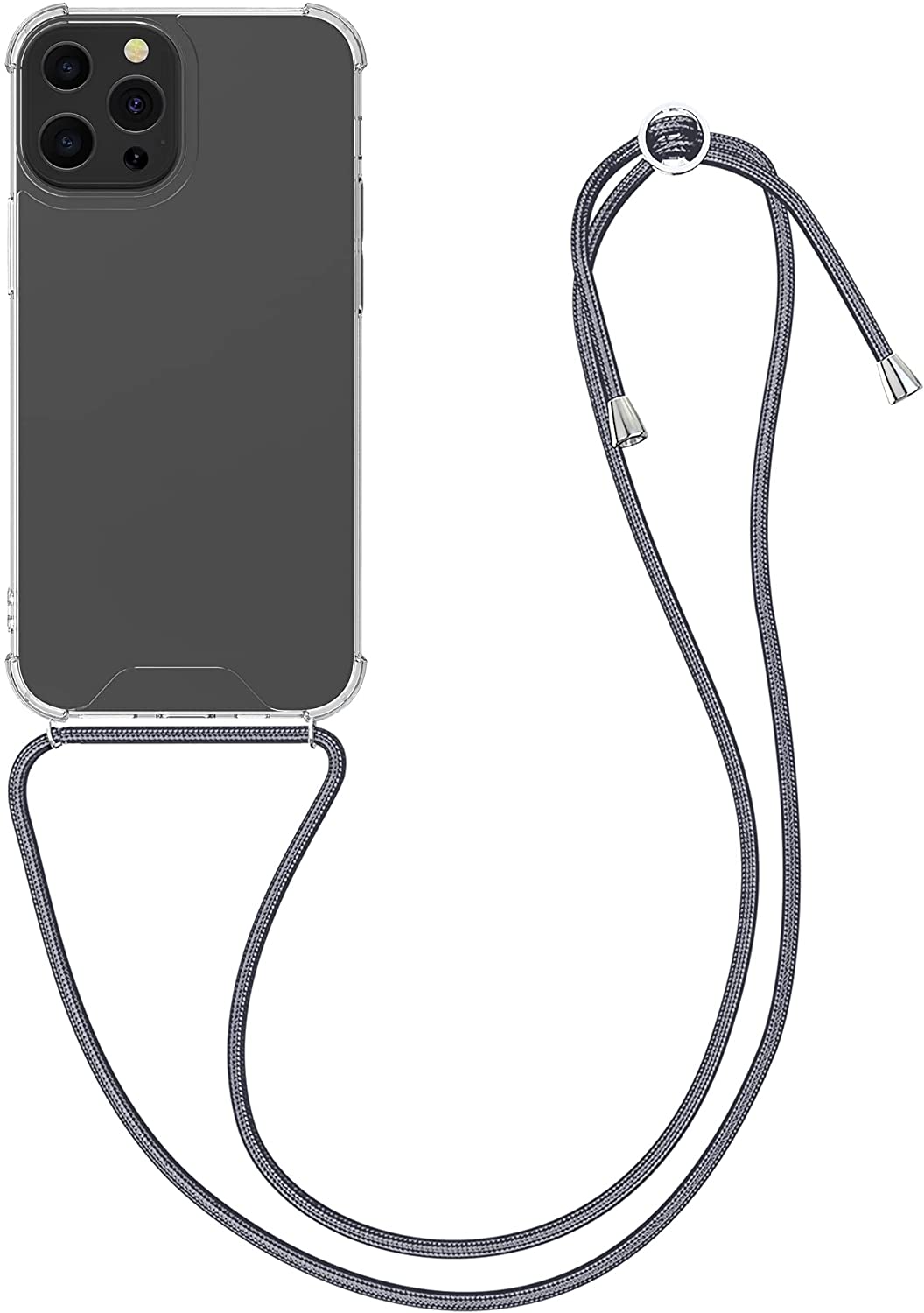 KW iPhone 13 Pro Θήκη Σιλικόνης TPU με Λουράκι - Διάφανη / Grey - 55963.22