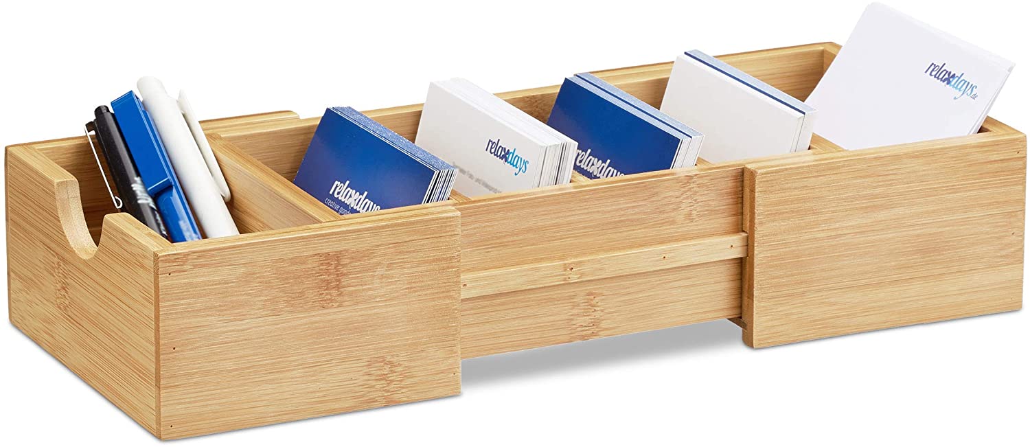 Relaxdays Βάση Οργάνωσης Καρτών Ευρετηρίου από Bamboo - Natural - 4052025203344