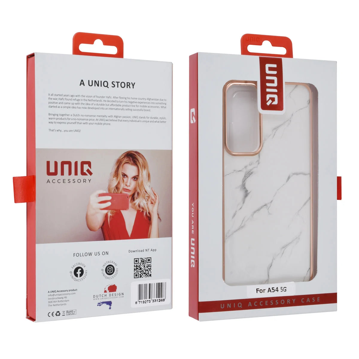 Tuniq Samsung Galaxy A54 5G - Σκληρή Θήκη με Πλαίσιο Σιλικόνης - Σχέδιο Μάρμαρο - Λευκή