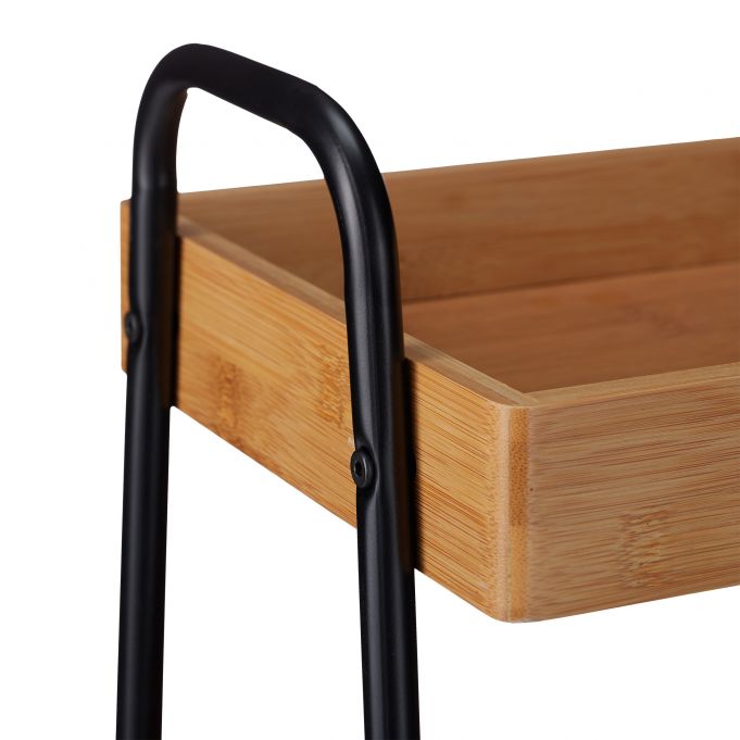 Relaxdays Καρότσι Σερβιρίσματος με 3 Ράφια από Μπαμπού - 70 x 49,5 x 28 cm - Natural / Black - 4052025250034
