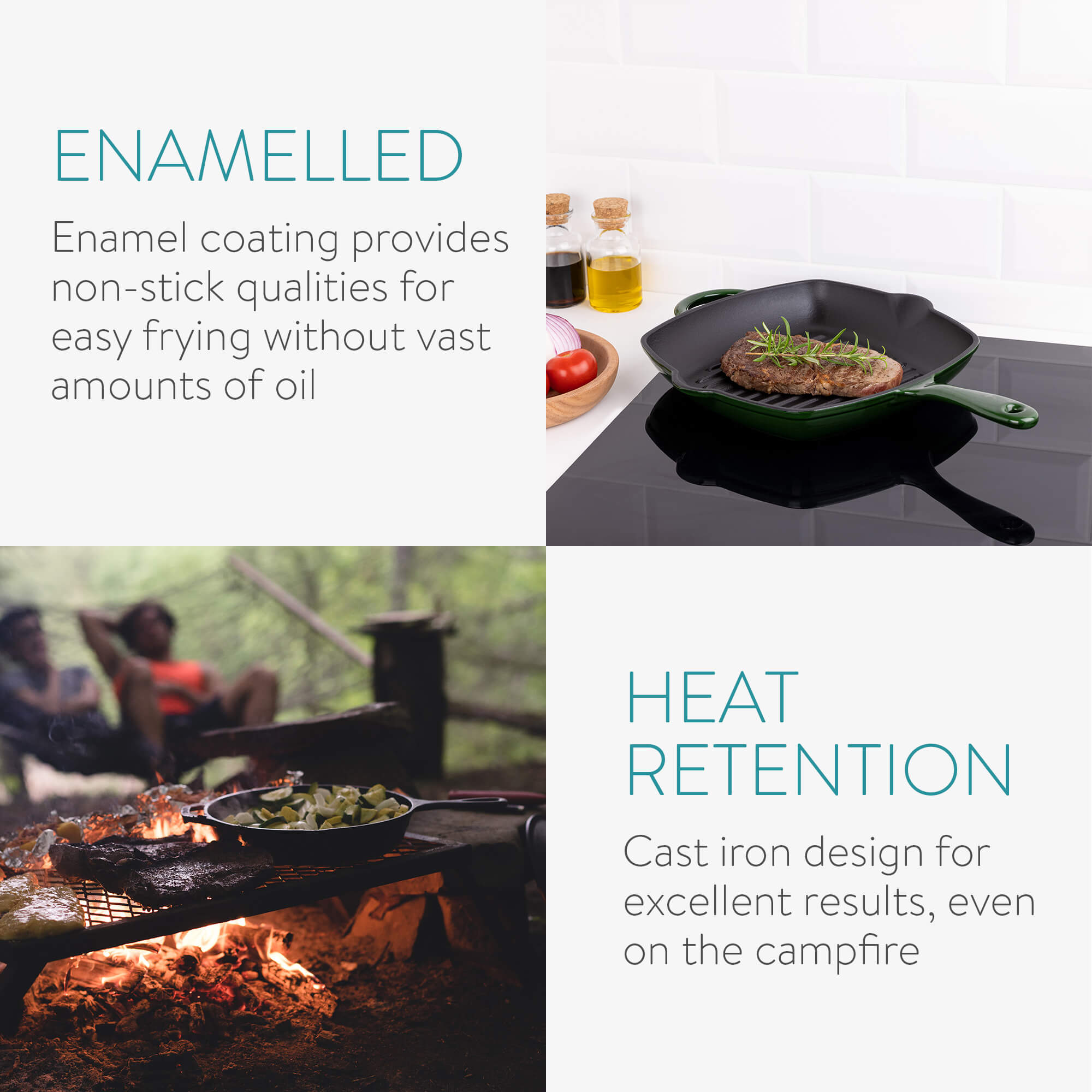 Navaris Μαντεμένια Γκριλιέρα - 28cm - Green - 52481.02.07