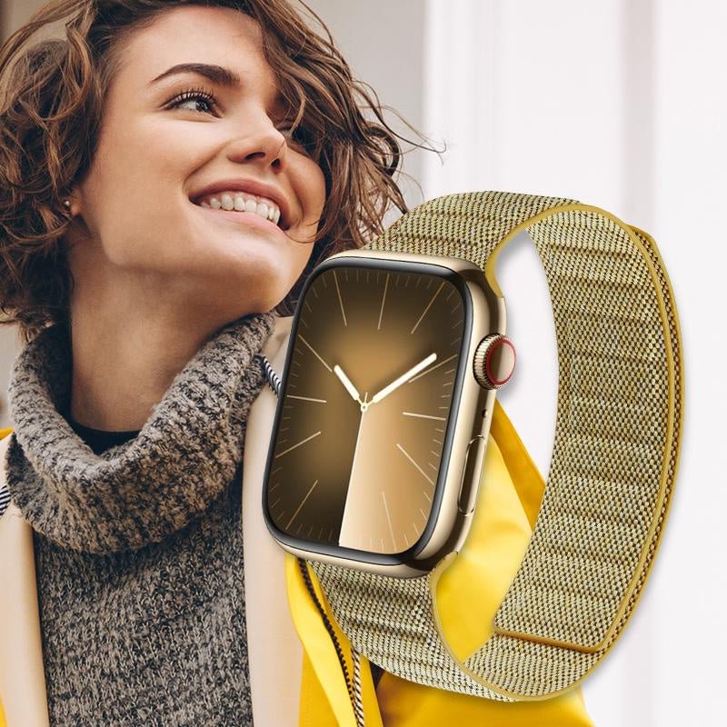 Crong Λουράκι Apple Watch 2/3/4/5/6/7/8/9/10/11 - SE (1/2/3) - 38/40/41/42mm από Νάιλον - Melange - Υellow Melange