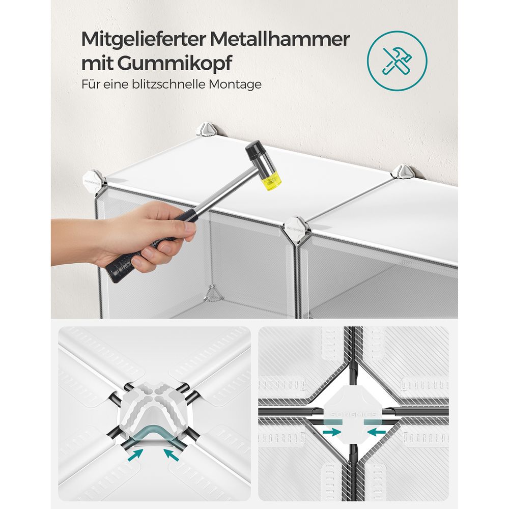 Songmics Πλαστική Παπουτσοθήκη με 8 Ράφια - White - LPC034W01