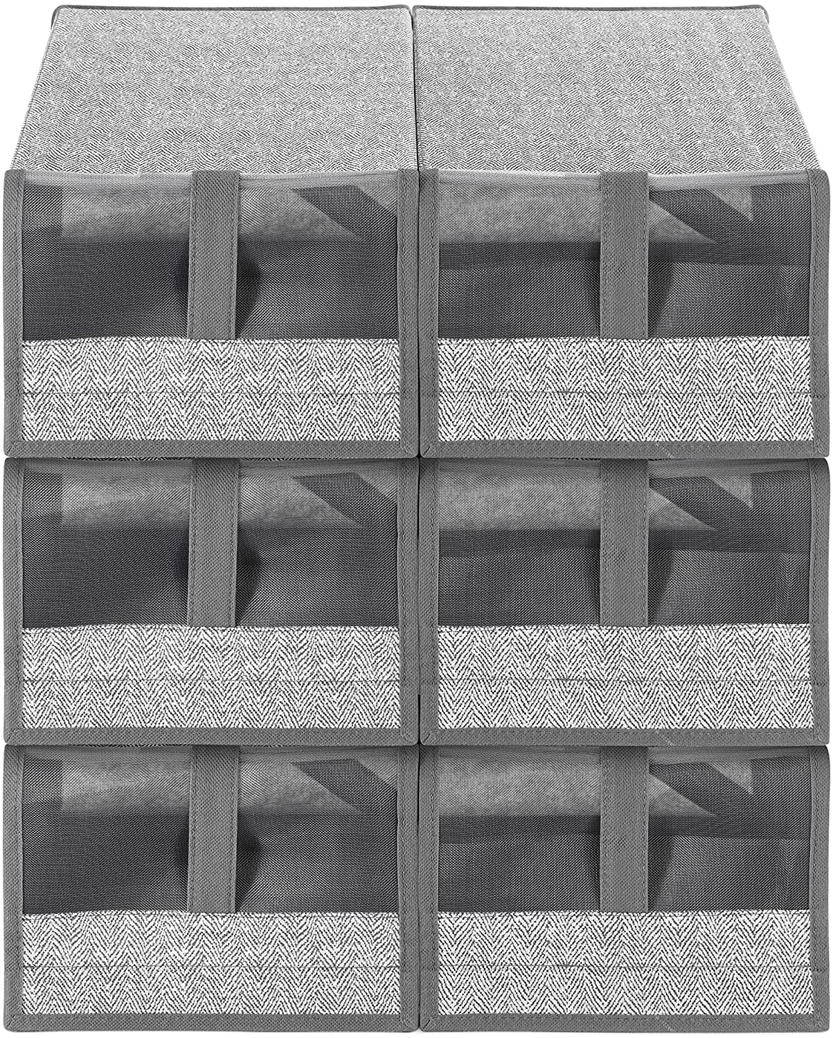 Navaris Σετ με 6 Υφασμάτινα Κουτιά Αποθήκευσης Παπουτσιών - Grey - 54090.06