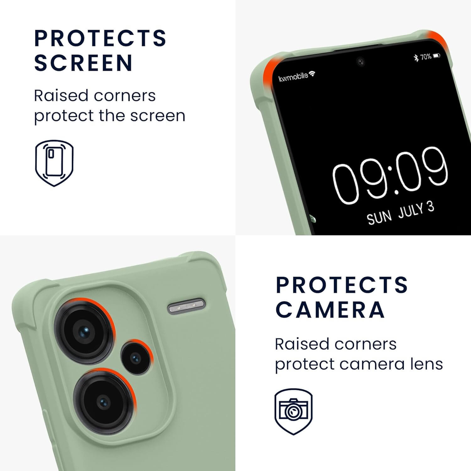 KW Xiaomi Redmi Note 13 Pro+ 5G Θήκη Σιλικόνης TPU με Λουράκι - Grey Green