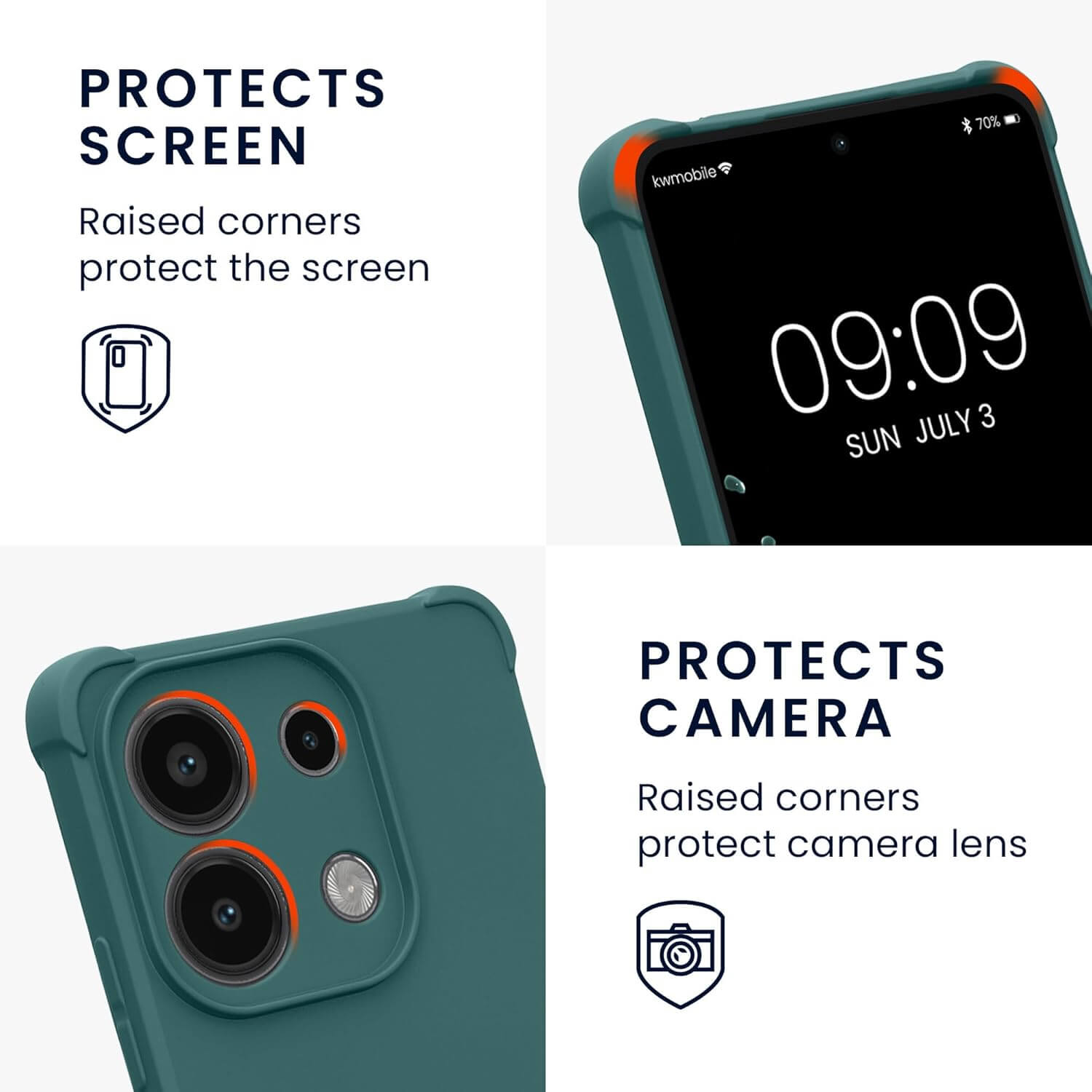 KW Xiaomi Redmi Note 13 4G Θήκη Σιλικόνης TPU με Λουράκι - Petrol