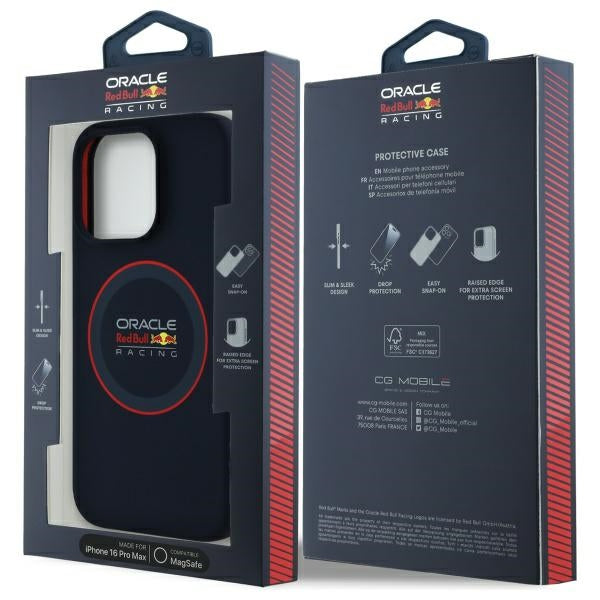 Red Bull iPhone 16 Pro Max - Silicone Red Ring - MagSafe Σκληρή Θήκη με Πλαίσιο Σιλικόνης - Navy - RBHMP16X24SIILVR