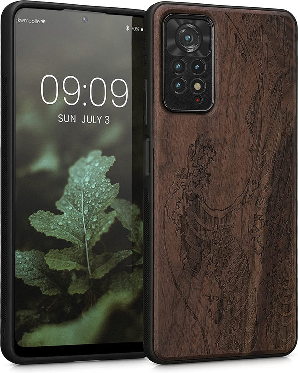 KW Xiaomi Redmi Note 11 Pro / Note 11 Pro 5G Θήκη από Φυσικό Ξύλο - Design Japanese Wave - Dark Brown - 57381.09
