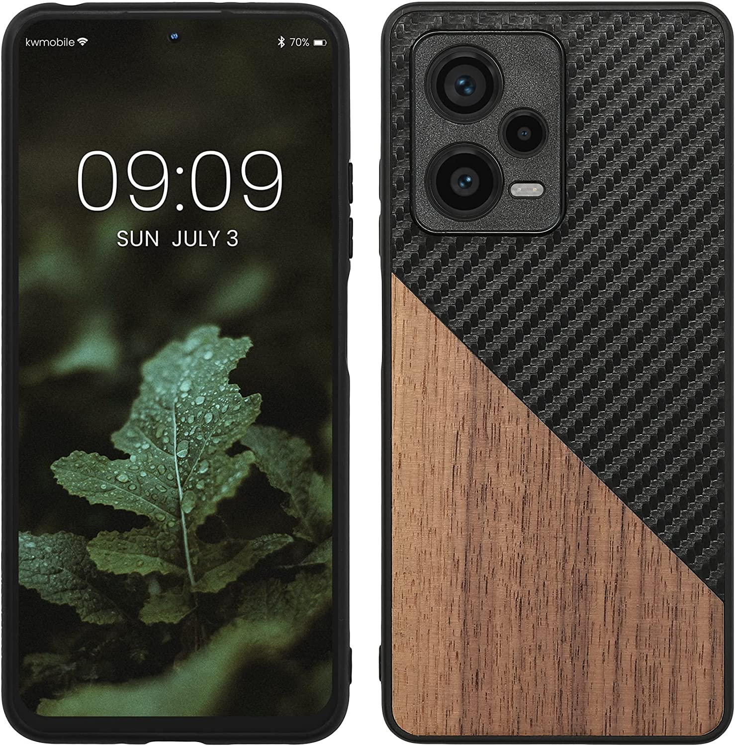 KW Xiaomi Redmi Note 12 Pro+ Θήκη από Φυσικό Ξύλο και Carbon - Black / Dark Brown - 60704.01