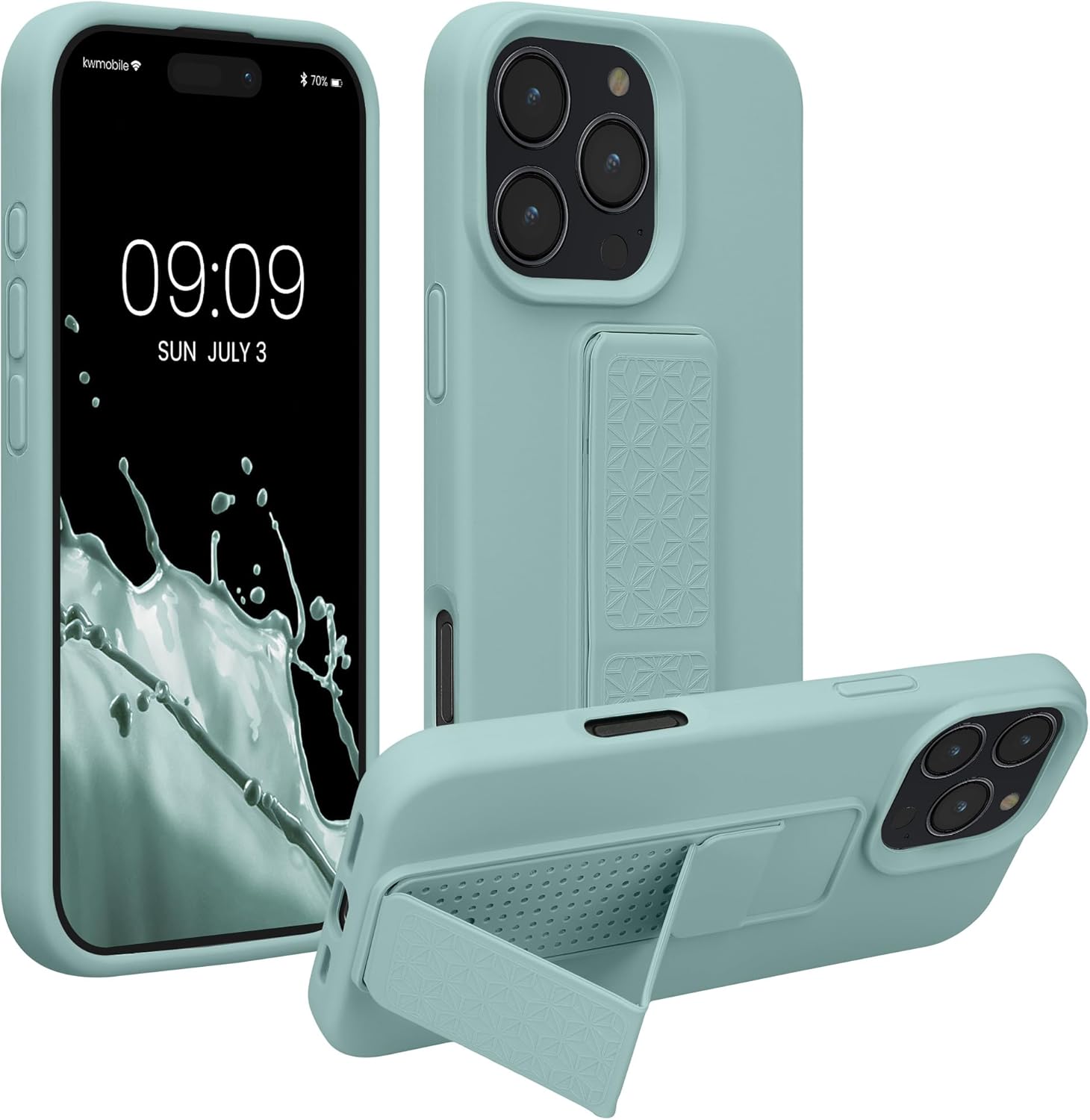 KW iPhone 16 Pro Max Θήκη Σιλικόνης TPU με Finger Holder - Mint Green