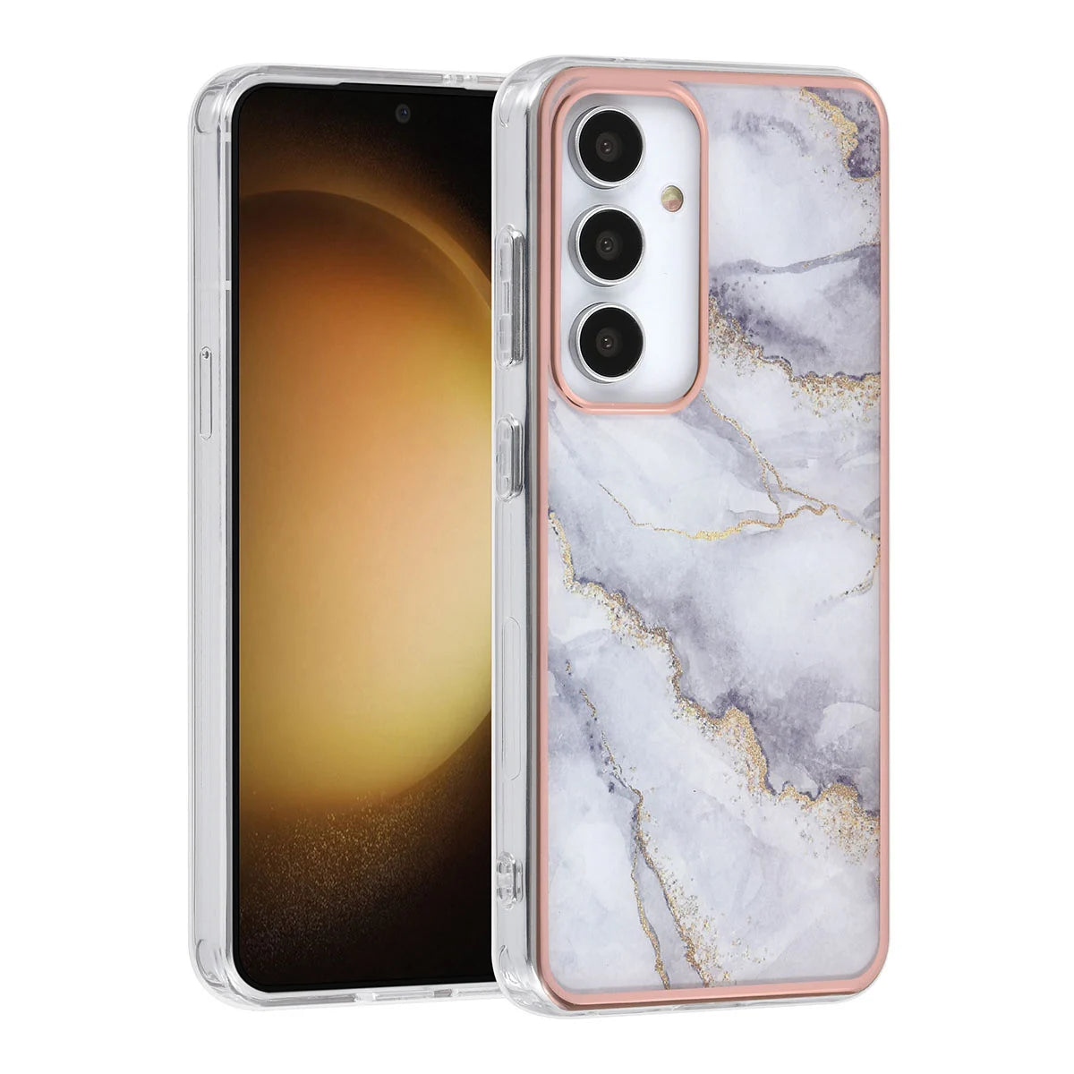 Tuniq Samsung Galaxy S24 - Σκληρή Θήκη με Πλαίσιο Σιλικόνης - Σχέδιο Μάρμαρο - Γκρί