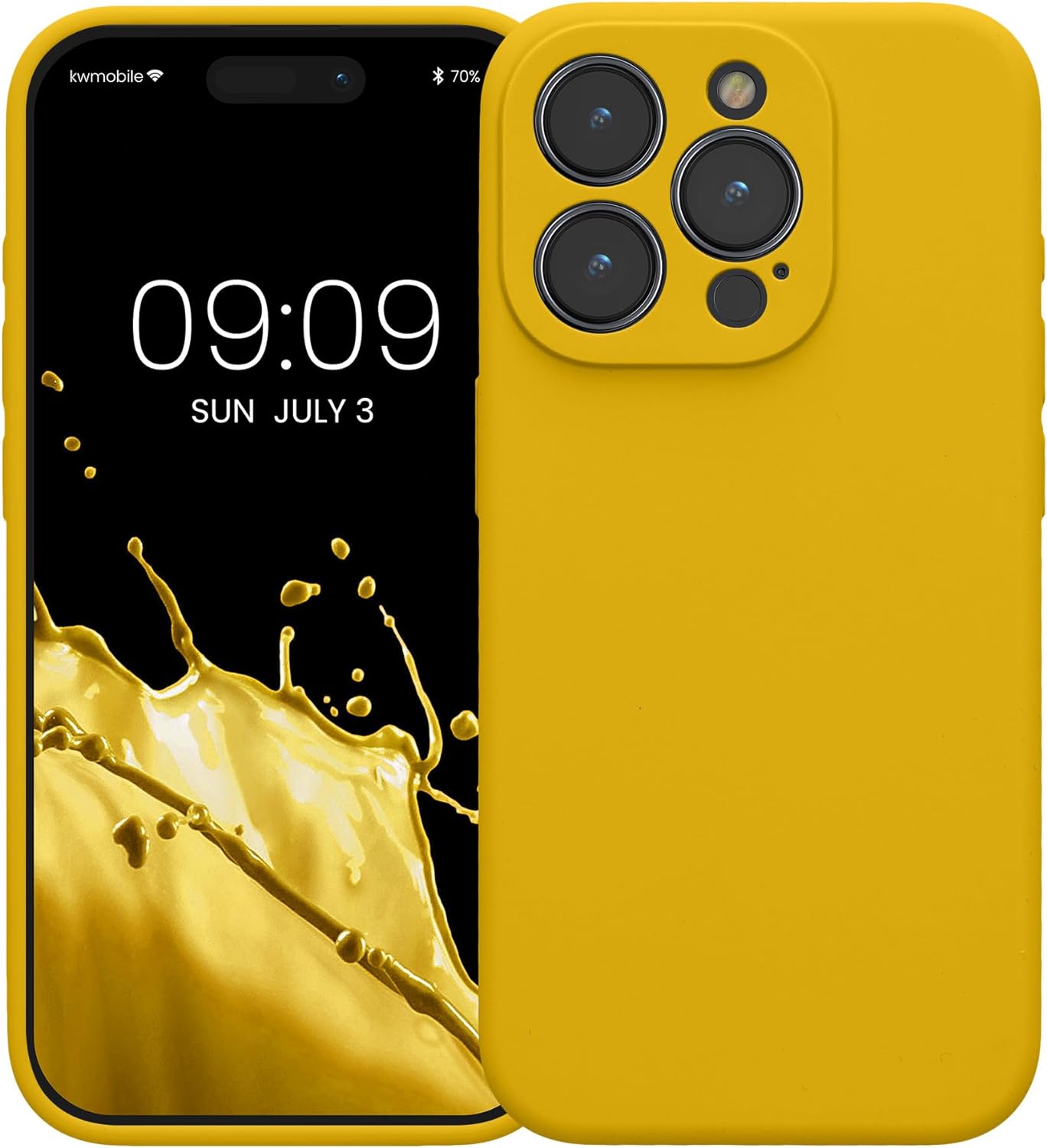 KW iPhone 15 Pro Θήκη Σιλικόνης Rubberized TPU - Bright Yellow