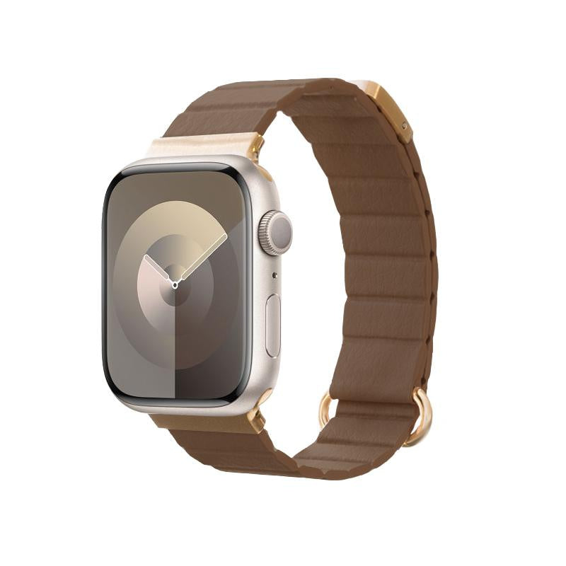 Crong Λουράκι Apple Watch 2/3/4/5/6/7/8/9/10/11 - SE (1/2/3) - 38/40/41/42mm από Συνθετικό Δέρμα - Eclipse Magnetic - Brown