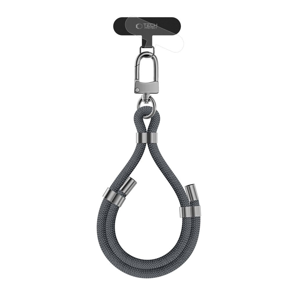 Tech-Protect C4S Rope Wrist Strap - Universal Λουράκι Καρπού για Θήκη Κινητού - Grey / Silver