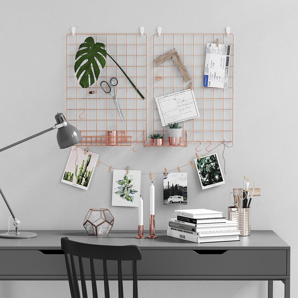 Songmics Σετ με 2 Μεταλλικά Διακοσμητικά Πλέγματα Τοίχου για Φωτογραφίες και Σημειώσεις - Rose Gold - LPP01DR