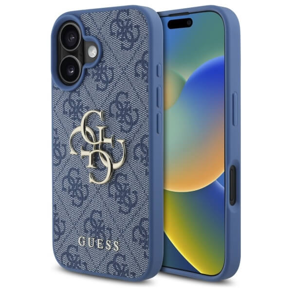 Guess iPhone 16 - 4G Big Logo - Θήκη με Επένδυση Συνθετικού Δέρματος - Blue - GUHCP16S4GMGBL