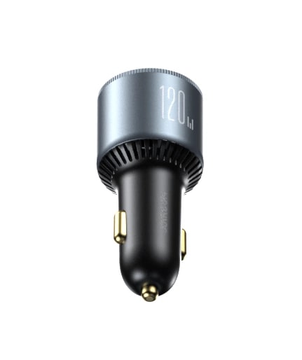 Joyroom JR-CCN07 120W Φορτιστής Αυτοκινήτου Γρήγορης Φόρτισης με 1 Θύρα USB και 2 Θύρες Type-C και Καλώδιο Type-C to Type-C 100W - Dark Grey