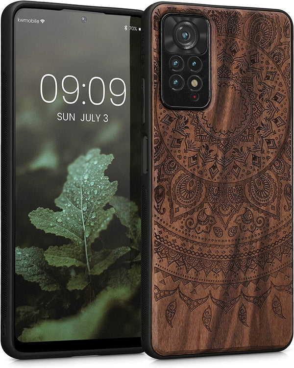 KW Xiaomi Redmi Note 11 Pro / Note 11 Pro 5G Θήκη από Φυσικό Ξύλο - Design Indian Sun - Dark Brown - 57381.07